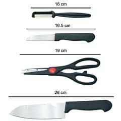 Stainless Kitchen Tool Set (Butcher Knife, Standard Knife, Peeler and Kitchen Scissor) - 4 Pcs